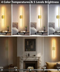Top Shelf Gold Rechargeable Wall Sconces Pair Wireless Battery Powered LED Wall Light Removable 10000 Mah Power Base For Hallway Or Bedroom Zero Wiring Needed To Really Step Up Your Room Game, displaying different color temperatures.