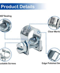 Close-up of 32 Piece Mini Fuel Line Clamps Set For 1/8 Inch Inner Diameter Fuel Injection Hose Adjustable 5/16 To 13/32 Inch Diameter Zinc Plated Gas Line Clips For Diesel Petrol Automotive Truck showing 360° sealing and clear markings.