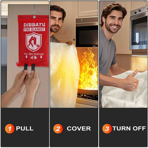 Emergency Fire Blanket For Home And Kitchen Must Have Fire Safety Gear For Kitchen Fireplace Grill BBQ Camping Car Office And Backyard Quick Safe Fire Suppression And Peace Of Mind