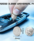 Solid As A Rock 3V CR2032 Lithium Batteries 10 Pack Heavy Duty Coin Cell being installed in a car key fob.