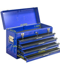 20 Inch Steel Portable Tool Box With Drawers Tool Storage Box Organizer with open top and visible dimensions