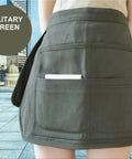 Dang Tough Canvas Tool Belt Bag Multi Pocket Work Apron in military green, showcasing pockets for tools and accessories.