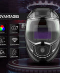 Welding Helmet With Light And 180 Degree Panorama View True Color Solar Powered Auto Darkening Shield With Four Arc Sensors