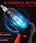 Close-up of Easy Grip Cordless Electric Screwdriver With Bright Led Work Light And Rapid Usb Charging Solid Rechargeable Power Drill Kit.