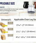 Applicable sizes for 20 Pack Chair Leg Floor Protectors Silicone Pads For Hardwood Floors Clear Universal Fit For Round And Square Chair Legs 1.31 Inches To 2 Inches Durable Floor Saver Cushioned Pads shown graphically.