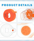 Ultra Portable Inhaler Spacer With Soft Fit Mask showing detailed views, orange color, medical grade, designed for home and travel.