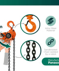 360 Degree Lever Hoist Heavy Duty Manual Ratchet Chain Puller With 1100 Pounds Capacity 5 Ft Lift Chain Lightweight Compact Design