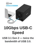 Heavy Duty 5 Bay Usb C Storage Dock Serving Up Lightning Fast 10Gbps Transfers For 3.5 Inch Drives, connected to a laptop.