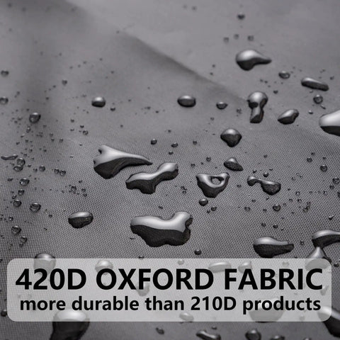 Close-up of waterproof 420D Oxford fabric with water droplets for All Weather Waterproof Outdoor Swing Cover For 3 Seat Triple Seater.