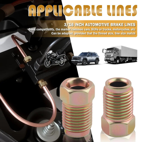 3 By 16 Dope Brake Line Fittings Kit With M10x1.0 Thread Metric Car Brake Line Union Pack Portable 10 Piece Set For Cars SUVs And Motorcycles Replaces Old Parts And Keeps Your Brakes Flowing, 3/16 steel fittings