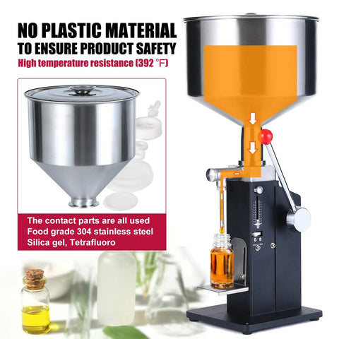 Manual Paste And Liquid Filling Machine For 5 To 50 Ml Adjustable Bottle Filler with stainless steel hopper