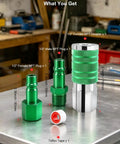 Half Inch Air Hose Fittings Kit With Quick Connect Adapters 3 Piece Bundle For Pneumatic Tools And Air Compressors 300 PSI Green Plated Heavy Duty Iron Includes Coupler And Plugs, with 1/2 in NPT parts