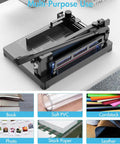 Heavy Duty A4 Paper Cutter With Metal Base Trimming Machine For Scrapbooking Office And Copy Shop Use Cuts Up To 31.5 Cm And Handles 380 To 400 Sheets A True Workhorse In Black, shown with material samples