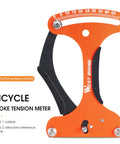 Must Have Pro Grade Aluminum Spoke Tension Meter For Bikes in yellow, durable wheel tension tool shown with scale and handle details
