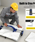 Built Like A Tank 31 Inch Manual Tile Cutter For Porcelain And Ceramic Floor Tiles With Tungsten Alloy Wheel in use.