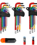 28 Piece Magnetic Allen Wrench And Torx Set With Long Arm Hex Keys In Metric SAE And Star T10 To T50 Torque Handle Ball End CRV Steel Perfect For Bike Repair Automotive And Home DIY, organized case