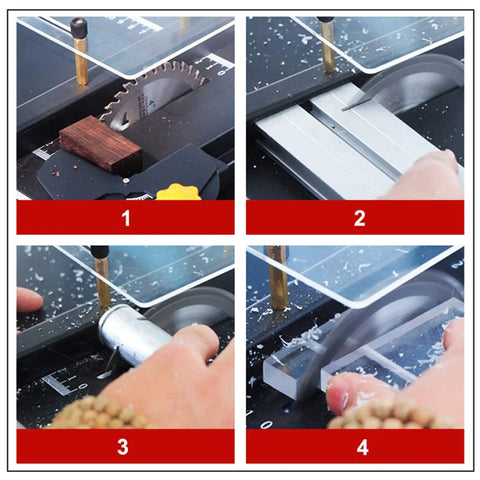 Rock Solid 24V Micro Table Saw With A Beefy 100W Motor And 7200 Rpm For Quick Cuts Up To 40mm Deep cutting wood and aluminum pieces.