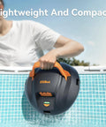 Person holding Cordless Pool Vacuum Robot With 120 Minute Runtime Beefy Dual Motor Power Auto Park Two Cleaning Paths