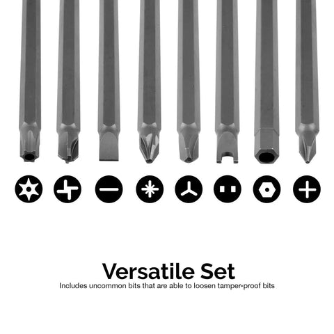 Heavy Duty 32-Piece S2 Steel Tamper-Proof Bit Set With 6 Inch Extra Long 1/4 Inch Security Screwdriver, Torx Tamper Proof Set