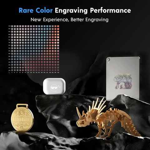 Rare color engraving on various materials using RAY5 20W Laser Engraver With Air Assist Kit And 4 In 1 Rotary Roller