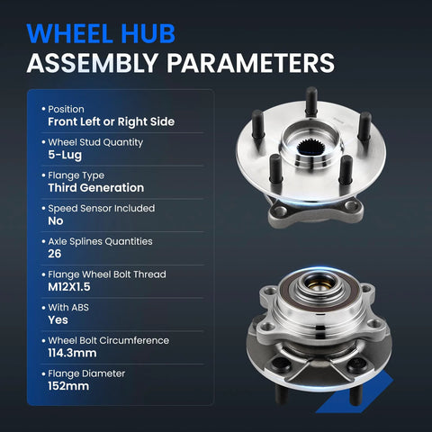Front Wheel Bearing Hub Assembly For Toyota Camry 2018-2022, Avalon 2021, And Lexus ES250 2021-2023 With ABS, 5-Lug