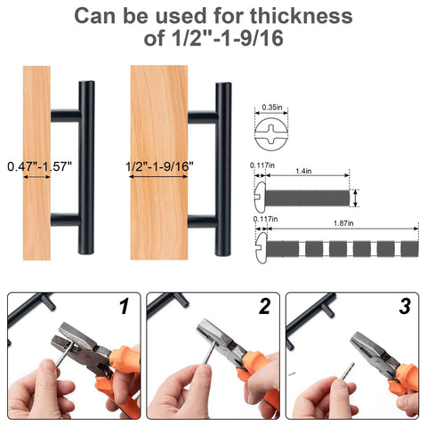10 Pack Matte Black Stainless Steel Cabinet Pulls With 5 Inch Overall Length And 3 Inch Center To Center Hole Spacing, installation guide