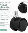 4 Pack Castor Wheels For Little Green HydroSteam Carpet Cleaners Replacement Part 1638909 Fits 3605 3605P 3605F 3532 3618 black wheel