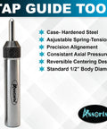 Spring Loaded Tap Guide Center Tool For Lathe And Milling Machines with features listed, Assorts branding visible