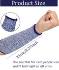Five Pack Cut Resistant Arm Sleeves For Men And Women, Level Five Bite Proof Forearm Guards, Blue Sleeve on Arm, Size 21cm