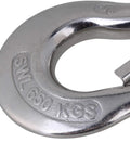 Close-up of the American Style 304 Stainless Steel Swivel Lifting Hook With Safety Latch, showing 650 kg rating.