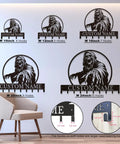 Personalized Badass Grim Reaper Key Holder with Custom Name, metal key rack sizes and hook details for entryways and man caves.