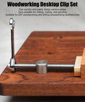 19mm Woodworking Desktop Clamp Set With Stainless Steel Brass Stop Bench Dogs And 2 Ratchet Wrenches in use on workbench
