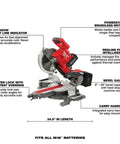 Top Tier Dual Bevel Sliding Compound Miter Saw With Brushless Powerplant Ten Inch Cutting Capacity Extra Run Time Side Carry Handles features shadow cut line indicator.