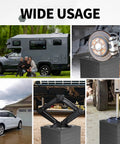 Rock Solid Interlocking RV Leveling Blocks 12 Pack Adjustable Stackable Wheel Supports For Campers Travel Trailers Fifth Wheel No Sweat Setup Top Shelf Grey used under RVs and cars in various settings.