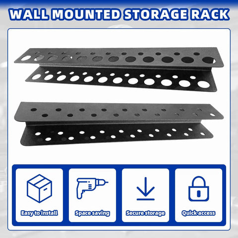 2 Pack Wall Mounted Screwdriver Organizer Set For Garage And Workshop Heavy Duty Rustproof Aluminum Tool Racks shown