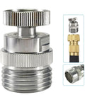 Brass Faucet Adapter With Aerator for Garden Hose, 360 Degree Swivel Sink to Hose Connector, chrome-plated brass adapter close-up