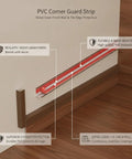 Easy Peel And Stick PVC Corner Guard With Wood Grain Finish, 118 Inch Wall And Tile Edge Protector displayed on wall corner