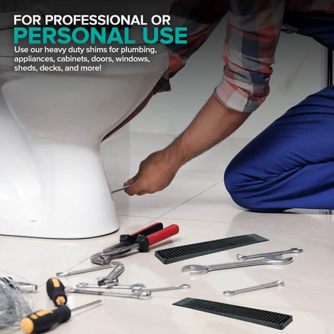 Heavy Duty Composite Shims 576 Pack Leveling Wedges Built Tough For Tables Doors And Decks Levels Floors in use under toilet