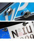 4 Piece Patriotic American Flag License Plate Bolt Kit With Hex Nuts Anti Rust Theft Resistant Frame Fasteners on blue vehicle