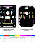 OSOYOO FlexiRover robot car kit: metal plate first-layer chassis and acrylic second-layer chassis diagrams.