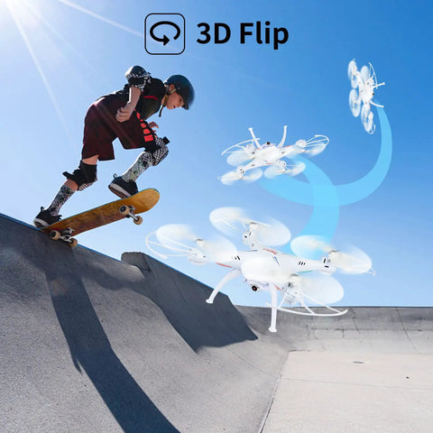 X5SW-V3 FPV Drone With 720P HD Camera For Adults And Beginners, Real Time FPV Via Smartphone App demonstrating 3D flip mid-air.