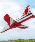 Red 50mm EDF Jet RC Plane for Adults, 4 Channel Remote Control Airplane with Vector Flight Stabilization System, flying outdoors
