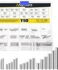 Stainless Steel Dowel Pin Kit 110 Piece 22 Sizes M2 M3 M4 M5 Assortment for Shelves and Furniture in storage box