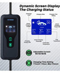 Dynamic screen display of Plug And Play Portable 3.5Kw 7Kw EV Charger Nacs Socket Evse Fast Charging Cable With Cee Plug IP67 Waterproof.