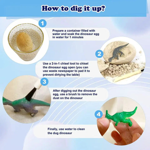 Steps for using Interactive Dinosaur Eggs Dig Kit Hands On With 12 Pieces Dino Excavation Bricks For Archaeology Science