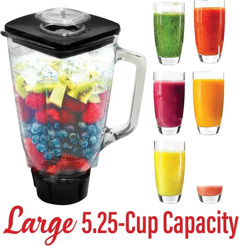 Replacement Glass Jar Set For Oster Blender 1.2 Liter Capacity Clear Fits Oster Blenders Durable Glass Jar with fruit smoothies