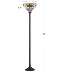 70 Inch Bronze Tiffany Style Stained Glass Torchiere Floor Lamp With Handcrafted Iron Stand, Classic Vibe Living Room Light