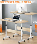 Rolling Desk On Wheels With Adjustable Height For Laptops And Home Office Use Portable Small Standing Desk With Mobility Easy Roll Office Cart