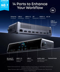Prime Docking Station With Fourteen Ports For A Slick Triple 4K 60Hz Setup With DisplayLink 140W Max Power Delivery