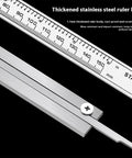 Steel Solar Digital Calipers 150mm Ranges High Accuracy Measurement Tool with Small Case for Industrial Applications Solar Battery Calipers for Woodworking Projects showing a thickened stainless steel ruler with clear measurements.
